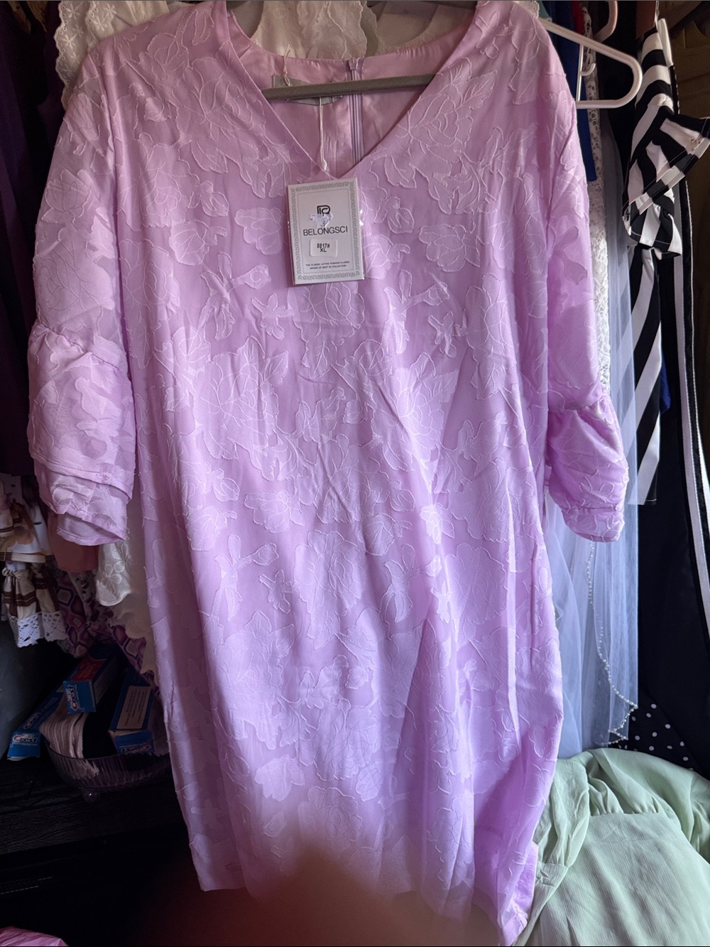 Belongsci Lavender Floral Textured Women's dress